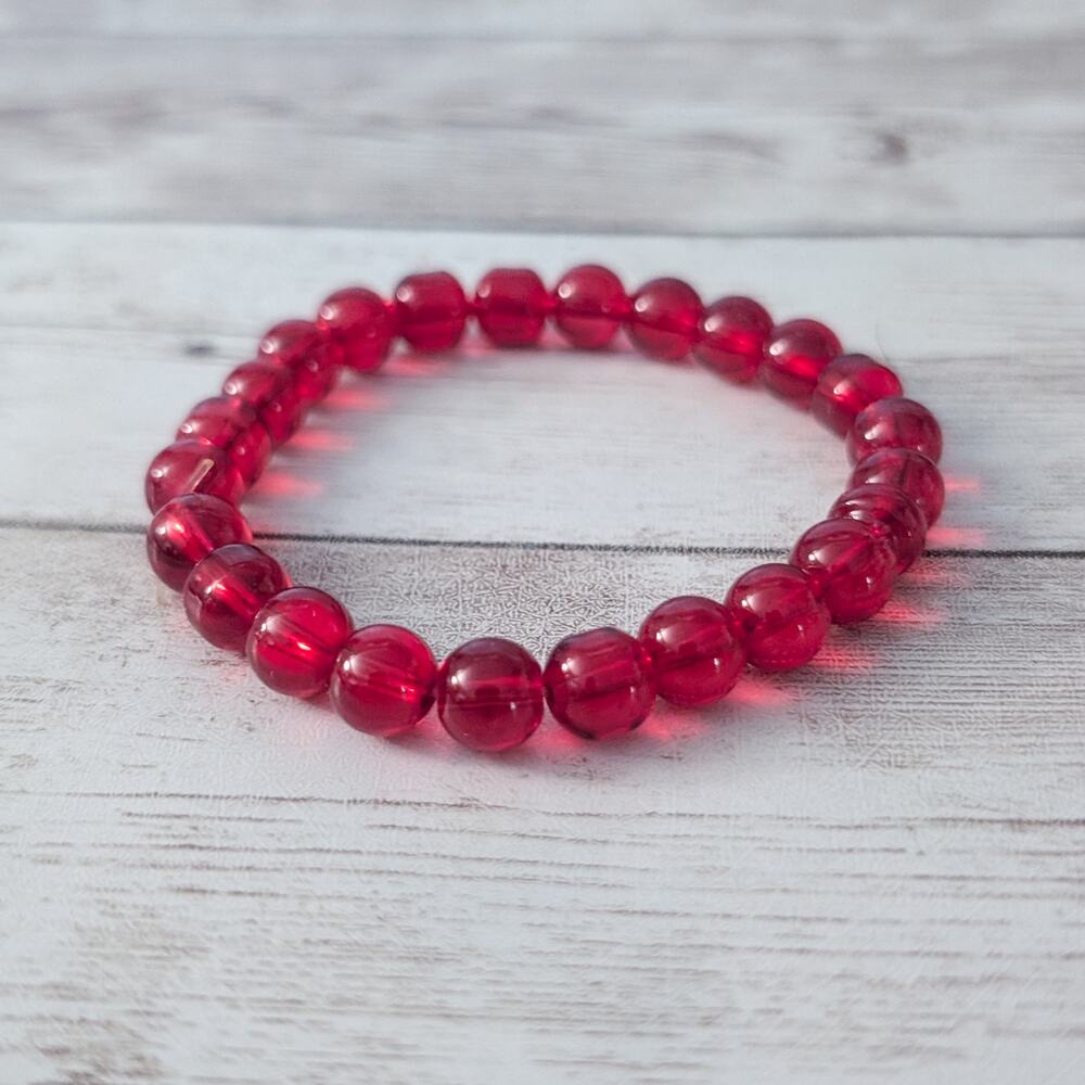 Vintage Stretch Bracelet Red Beads